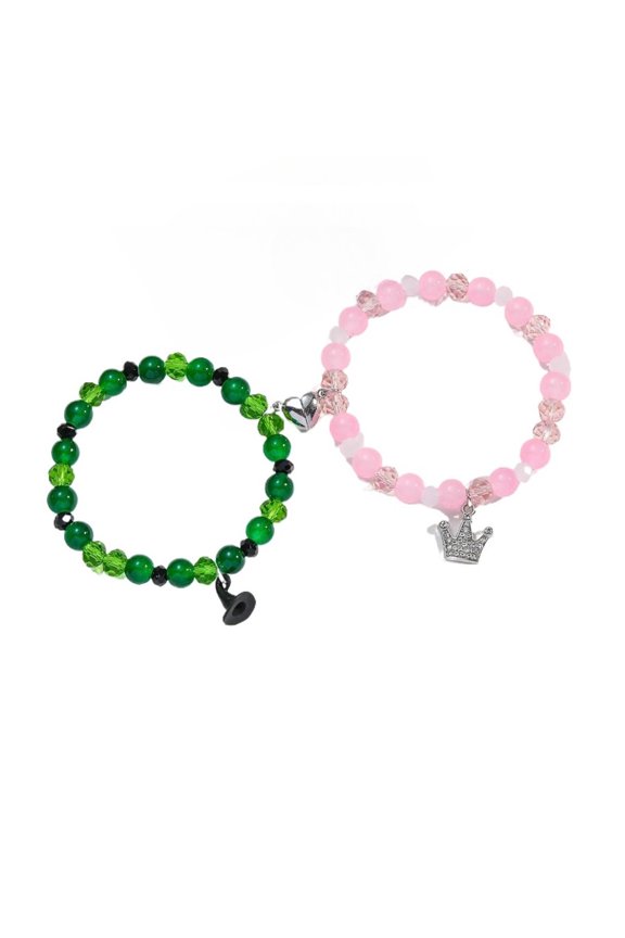 Matching Bracelets Rhinestone Crown Witch Hat Accessories Christmas Valentine'S Day for Couples/Best Friend (2pcs)