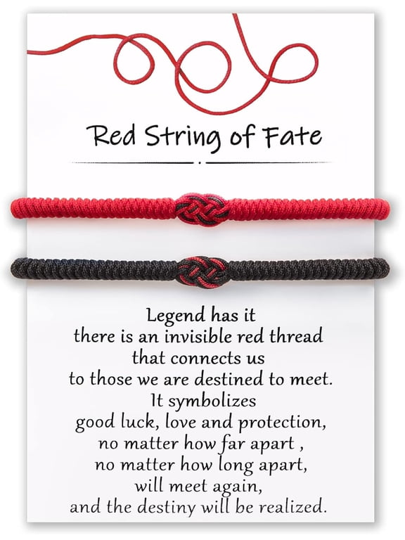 Matching Bracelets for Couples Him Boyfriend, Red String of Fate Long Distance Relationship Gift Ideas for Girlfriend Her