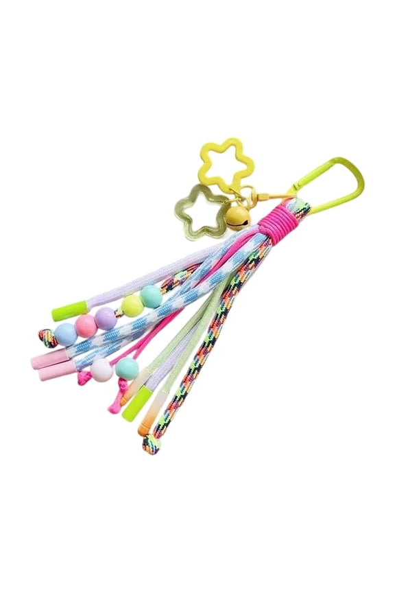 Matching Bright Woven Cord Keychains Couple Gift Bag Pendant Key Holder ABS Carabiner Clips for Backpacks