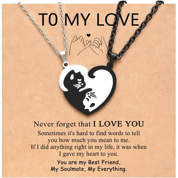 Matching Cat Necklace for Couples, Anniversary Christmas Birthday Valentines Day Gifts for Him Her