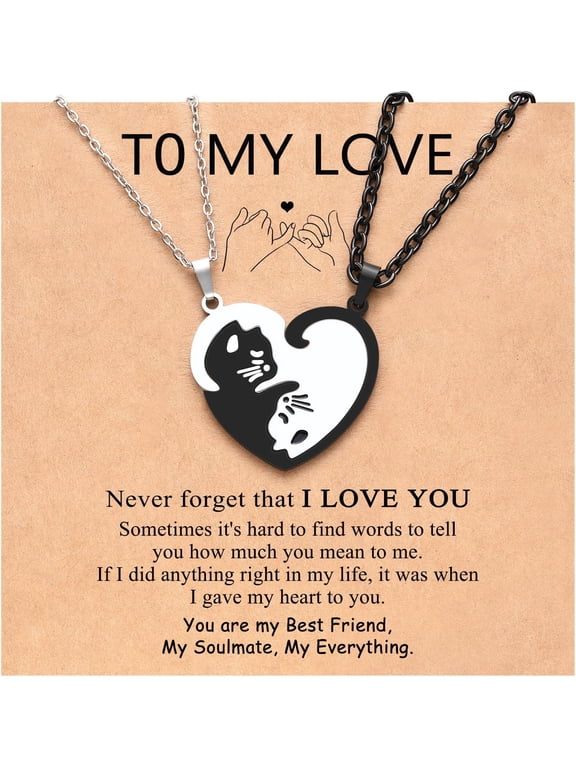 Matching Cat Necklace for Couples, Anniversary Christmas Birthday Valentines Day Gifts for Him Her