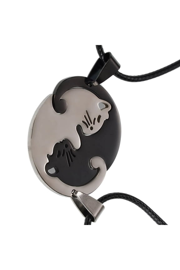 Matching Cats Pendant Necklaces Adjustable Length Couples Neckchain Friendship Jewelry Gift for Pet Lovers and Teens