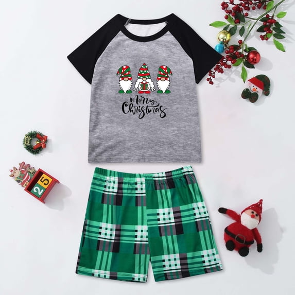 Matching Christmas Outfits - Merry Family Christmas Pajamas Set Short Sleeve Shorts with Festive Design Sleepwear