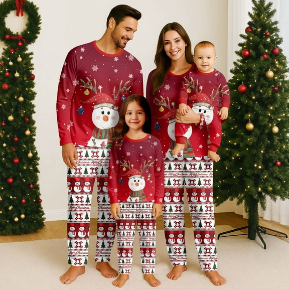 Matching Christmas Pajamas, Christmas Pajamas, Christmas Elements Family Matching Print Sets Pajamas Loungewear Outfits Family Matching Long Sleeve Tops Pants Set, Printing Style X