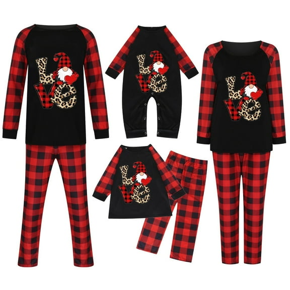 Matching Christmas Pajamas Family 2 Piece Checked Lounge Outfits Holiday PJs for Adults/Kids/Baby Sleepwear Sets (Mom:XXL, Style #1)