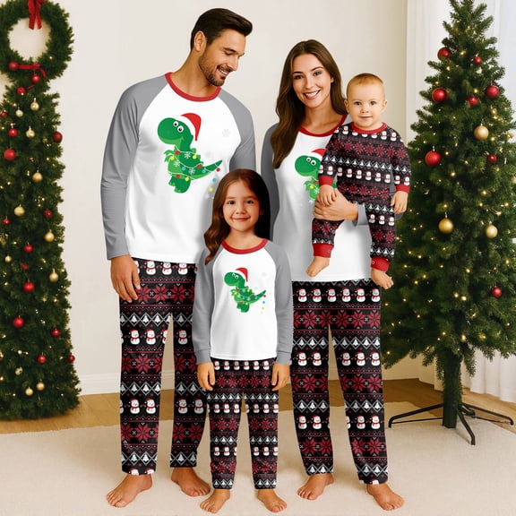 Matching Christmas Pajamas, Family Christmas Pajamas, Christmas Pajamas, Vintage Christmas Day Prints Family Matching Long Sleeve Tops Pants Set Family Matching Sets, Style-R