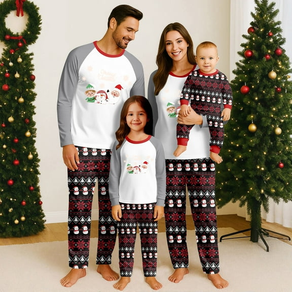 Matching Christmas Pajamas, Family Christmas Pajamas, Christmas Pajamas, Vintage Christmas Day Prints Family Matching Long Sleeve Tops Pants Set Family Matching Sets, Style-H