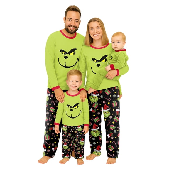 Matching 𝓖𝓻𝓲𝓷𝓬𝓱 Christmas Pajamas for Family Matching Christmas Pjs For Family Christmas Family Pajamas Sets Holiday Long Sleeve Nightwear Set Xmas Jammies