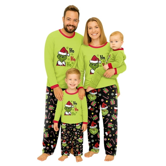 Matching 𝓖𝓻𝓲𝓷𝓬𝓱 Christmas Pajamas for Family Matching Christmas Pjs For Family Christmas Family Pajamas Sets Holiday Long Sleeve Nightwear Set Xmas Jammies