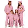 thumbnail image 1 of Matching Christmas Pajamas Bodysuit Warm Windproof Romper with Protective Hood New Year Pajamas, 1 of 5
