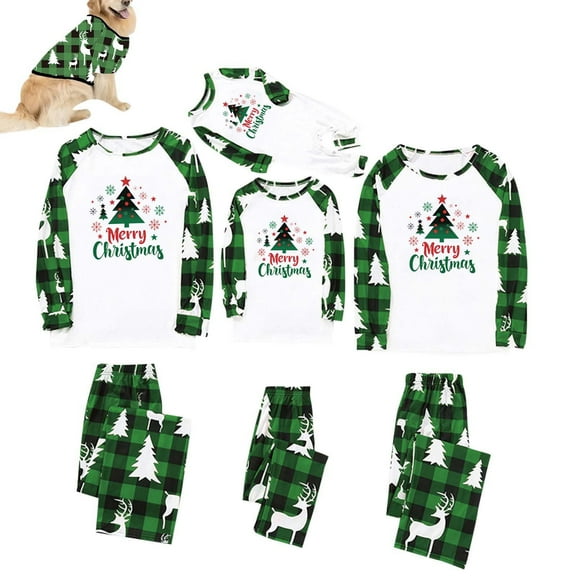 Matching Christmas Pajamas For Family Xmas Holiday Pjs Elf Plaid Sleepwear Outfit Sets For Adult Kids Baby and Pets Christmas clothes Set
