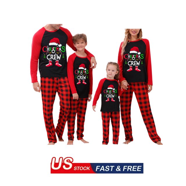 Matching Christmas Pajamas Set for Family Holiday Letter Santa Printed