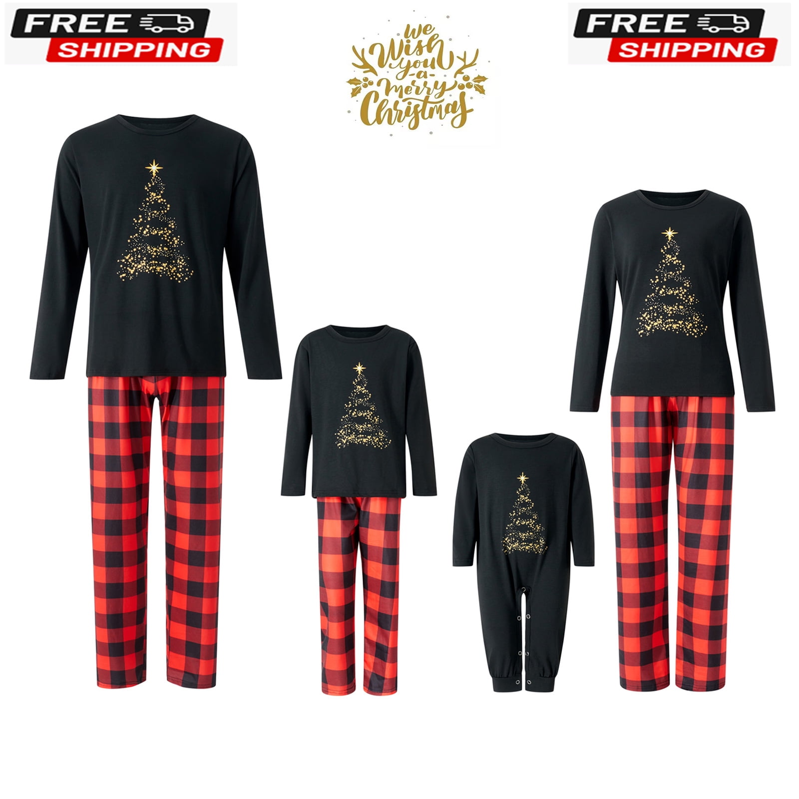 Matching Christmas Pajamas for Couples Pjs Sets Adults Kids Classic
