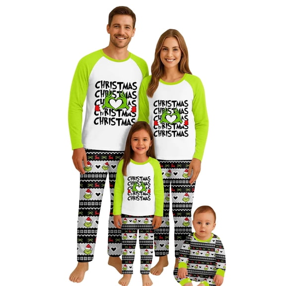 Matching 𝓖𝓻𝓲𝓷𝓬𝓱 Christmas Pajamas for Family Christmas Family Matching Pajamas Sets Christmas Pjs Sleepwear Outfits for Holiday Xmas Party