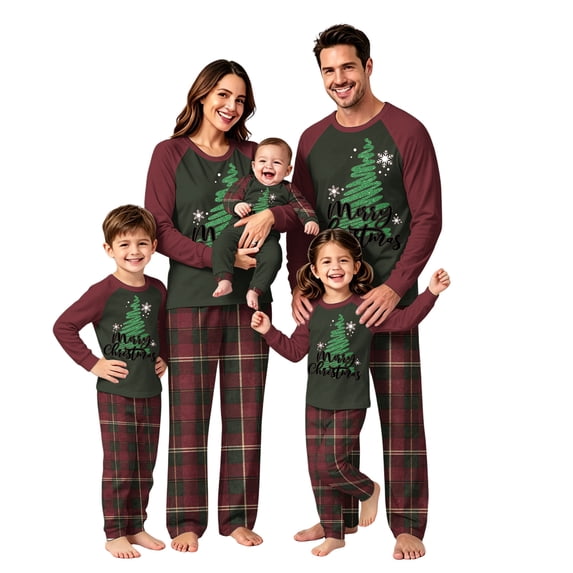 Matching Christmas Pajamas for Family Christmas Letter Plaid Printed Holiday Pjs Sleepwear Loungewear for Women,2XL