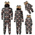 thumbnail image 1 of Matching Christmas Pajamas for Family Long Sleeve Elk Antler Hooded Romper Zip Up Jumpsuits, 1 of 10