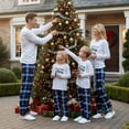 thumbnail image 1 of Matching Christmas Pajamas for Family Long Sleeve Tree Graphic Tops + Plaid Pants Set Loungewear, 1 of 7