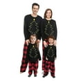 thumbnail image 1 of Matching Christmas Pajamas for Family, Long Sleeve Tree Print Tops + Plaid Pants Set, 1 of 9
