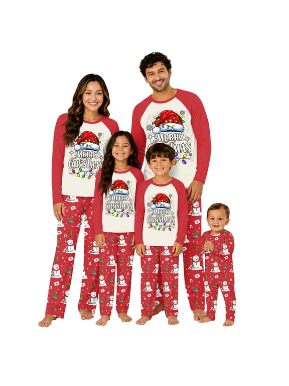 Matching Christmas Pajamas for Family, Merry Xmas PJs Sets, Cute Holiday Loungewear for Women Men Adults Couples