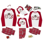 WSEVYPO Matching Christmas Pjs for Family Christmas Pjs for Family Matching Christmas Pajamas Xmas Jammies Sleepwear Snowman Joy Print Long Sleeve Tops and Plaid Pants Set
