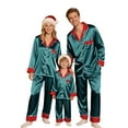 thumbnail image 1 of Matching Christmas Pjs for Family Silk Satin Holiday Matching Pajamas Sets Long Sleeve Button Down Comfy Loungewear Sets, 1 of 7