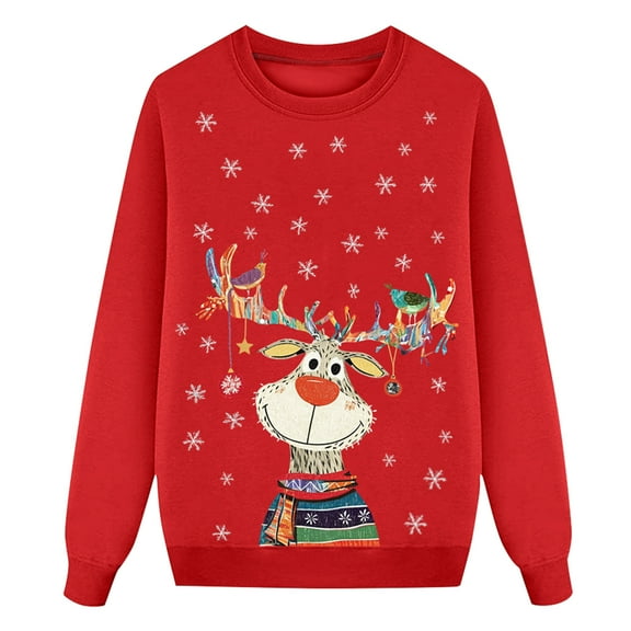 Matching Christmas Sweater for Family Christmas Sweater 107D Printed Sweatshirt Long Sleeve Pullover Tops Holiday Shirts Fall Winter Clothes