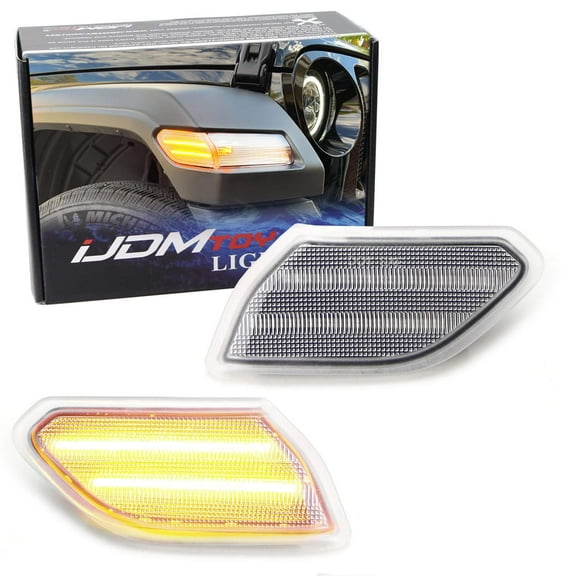 Matching Clear Lens Amber Full LED Side Marker Light Kit For Jeep 2018-up Wrangler JL, 2020-up Gladiator, Powered by 27-Diode LED, Replace OEM Amber Sidemarker Lamps
