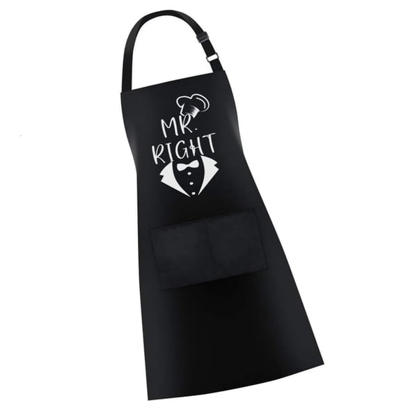 Matching Couple Apron Set MR MS Design Kitchen Cooking Adjustable Ties Polyester