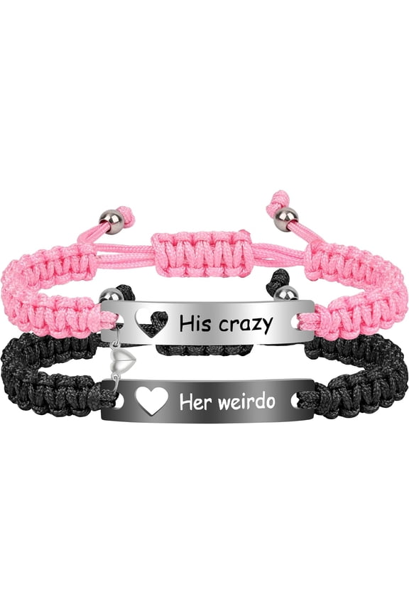 Matching Couple Bracelets for Boyfriend & Girlfriend – Adjustable Stretch Friendship Bracelets for Him and Her, BFF Valentine's Day Gifts