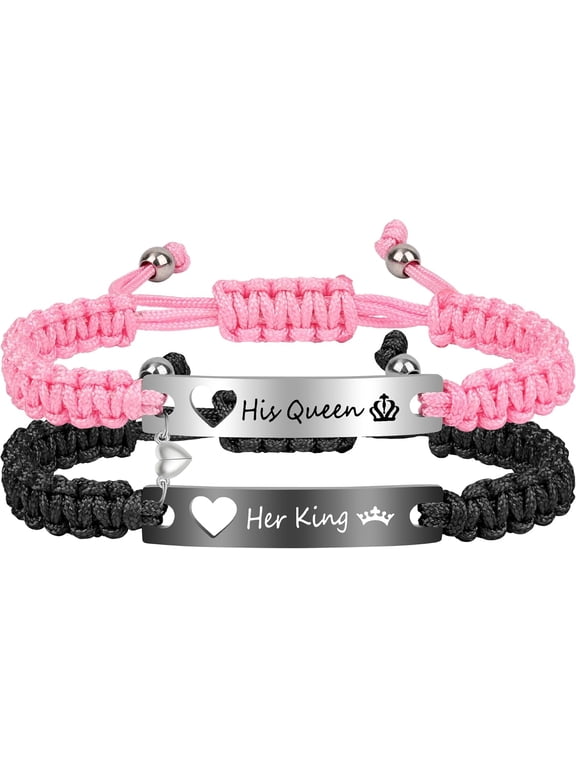 Matching Couple Bracelets for Boyfriend & Girlfriend – Adjustable Stretch Friendship Bracelets for Him and Her, BFF Valentine's Day Gifts