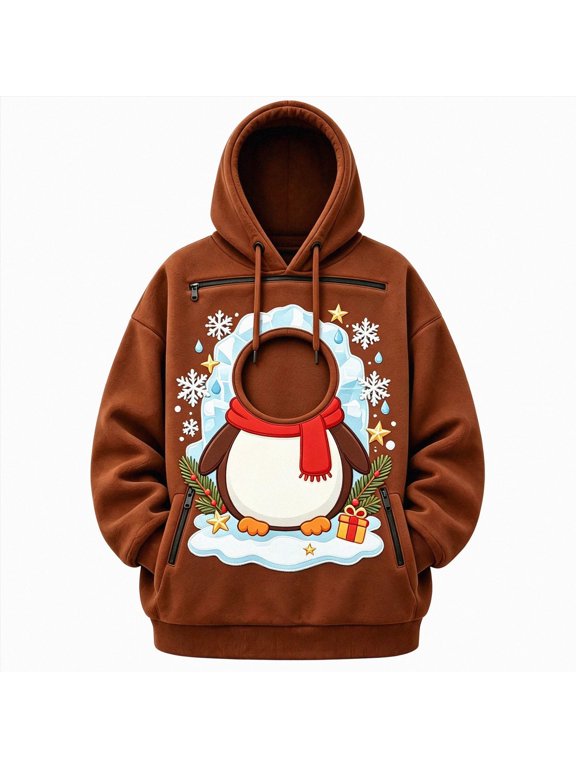 Matching Couple Christmas Pet Pouch Hoodie, Dog Carrier Sweatshirt,Zip Pockets,Xmas Print