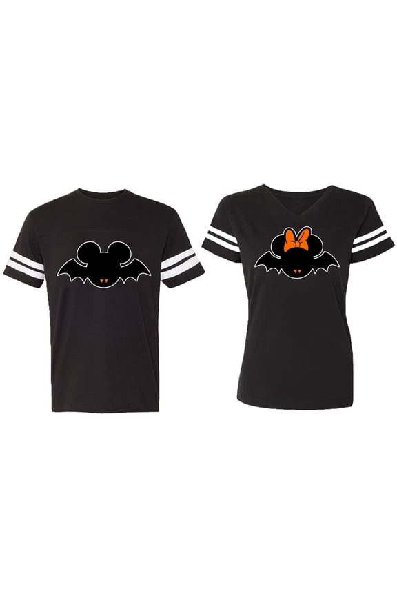 Matching Couple Cotton Jerseys (Men Black / Women Black) (Men S / Women S)