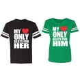 thumbnail image 1 of Matching Couple Cotton Jerseys (Men Black / Women Green) (Men M / Women M), 1 of 3