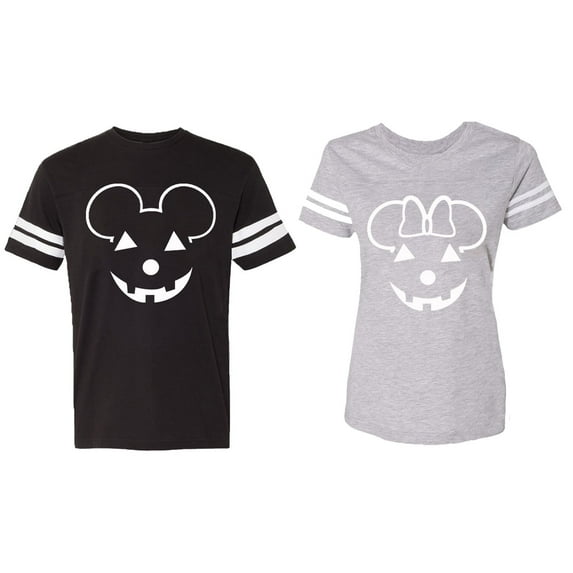 Matching Couple Cotton Jerseys (Men Black / Women Heather) (Men L / Women XXL)