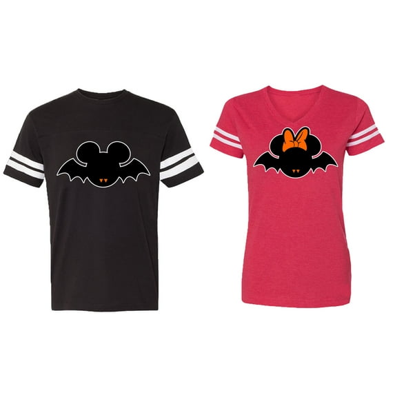 Matching Couple Cotton Jerseys (Men Black / Women Red) (Men XL / Women L)