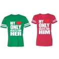 thumbnail image 1 of Matching Couple Cotton Jerseys (Men Green / Women Red) (Men L / Women XXL), 1 of 3