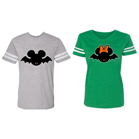 Matching Couple Cotton Jerseys (Men Heather / Women Green) (Men M / Women M)