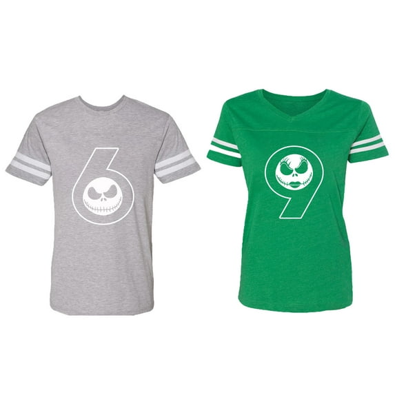 Matching Couple Cotton Jerseys (Men Heather / Women Green) (Men XL / Women M)