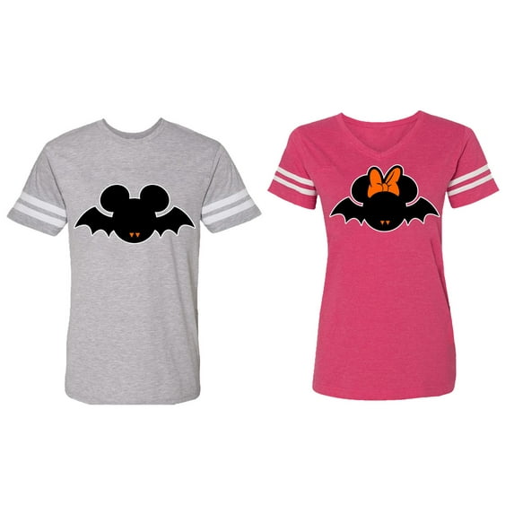 Matching Couple Cotton Jerseys (Men Heather / Women Pink) (Men M / Women M)