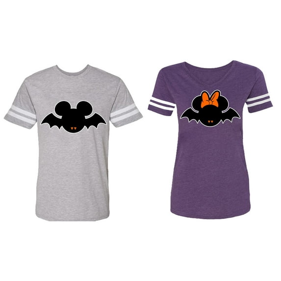 Matching Couple Cotton Jerseys (Men Heather / Women Purple) (Men L / Women L)