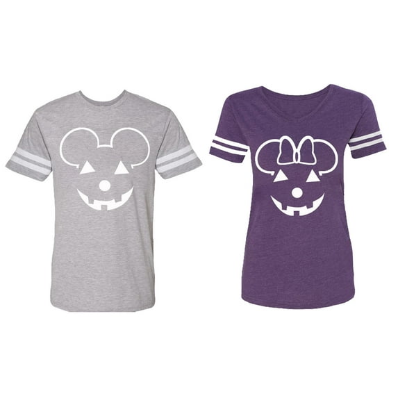Matching Couple Cotton Jerseys (Men Heather / Women Purple) (Men S / Women XXL)