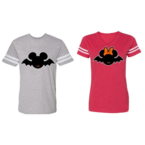 Matching Couple Cotton Jerseys (Men Heather / Women Red) (Men S / Women S)