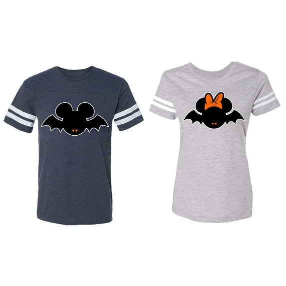 Matching Couple Cotton Jerseys (Men Navy / Women Heather) (Men S / Women M)
