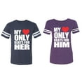 thumbnail image 1 of Matching Couple Cotton Jerseys (Men Navy / Women Purple) (Men M / Women XL), 1 of 3