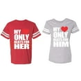 thumbnail image 1 of Matching Couple Cotton Jerseys (Men Red / Women Heather) (Men XL / Women M), 1 of 3