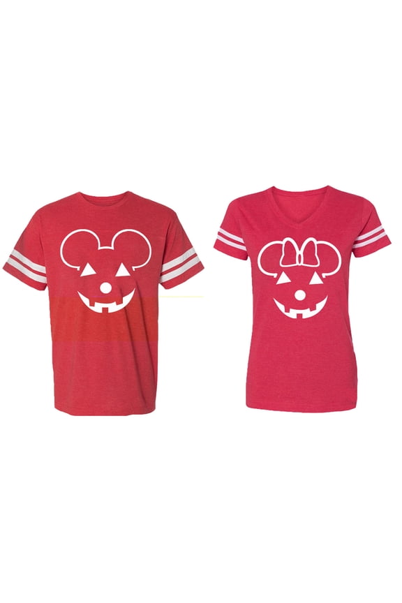 Matching Couple Cotton Jerseys (Men Red / Women Red) (Men M / Women S)