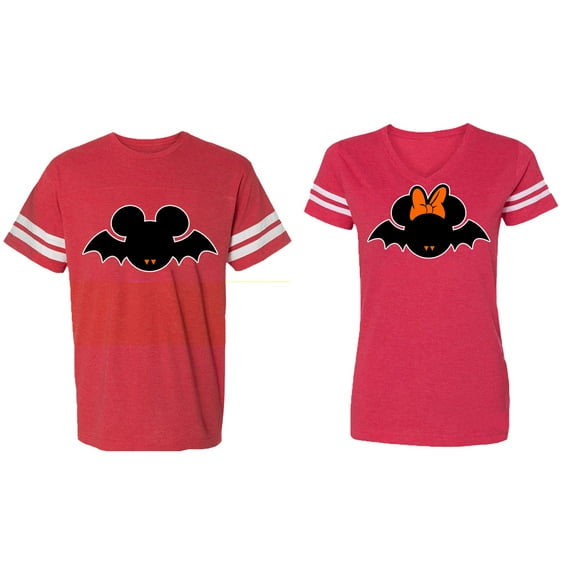 Matching Couple Cotton Jerseys (Men Red / Women Red) (Men XL / Women XL)