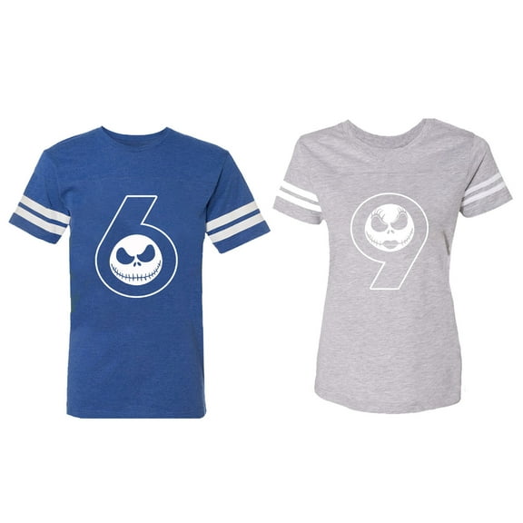 Matching Couple Cotton Jerseys (Men Royal / Women Heather) (Men XL / Women L)