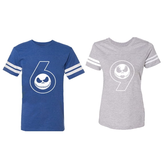 Matching Couple Cotton Jerseys (Men Royal / Women Heather) (Men XXL / Women XL)