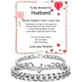 thumbnail image 1 of Matching Couple Cuban Chain Bracelets Gifts for Boyfriend Husband Soulmate Girlfriend Valentine's Day Anniversary Birthday Christmas Gift for Him and Her,Adjustable Size, 1 of 5